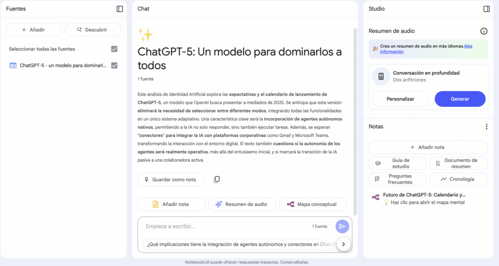 NotebookLM interface
